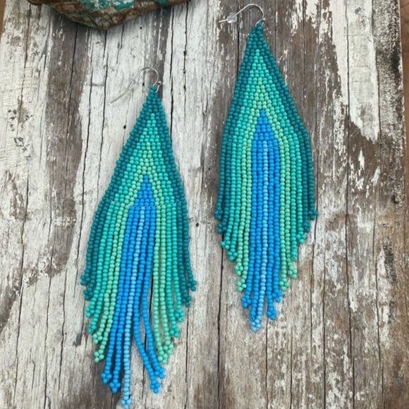 Free People Turquoise Beaded Earrings - Picture 1 of 3